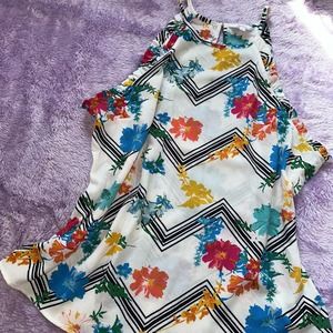 Candies • Chevron and Floral Ruffle Sleeve Tank